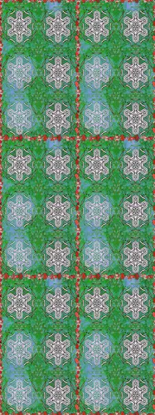 Yeşil renkli çiçekler. Raster illüstrasyonu. Çiçek süsü ile kusursuz desen.