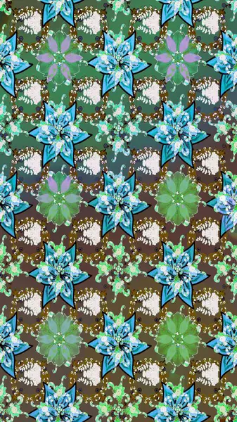 Renkli Bahar Teması eskiz kalıbı. Güzel kumaş deseni. Raster illüstrasyonu. Düz Çiçek Elementleri Tasarımı. Asya tekstil tarzında. Çiçek desenini çiz.