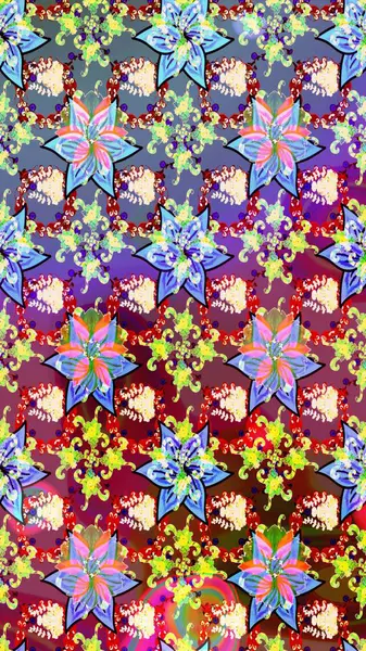 Gömlek, arka plan modelini çiz. Tropik çiçekler. Tarafsız ve kırmızı renkte çiçekler.