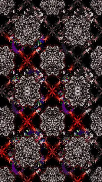 El çizimi. Raster illüstrasyonu. Güzel kumaş deseni. Çiçekler, dallar, otlar ve çiçekler.