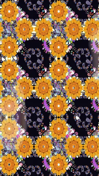 Raster illüstrasyonu. Yumuşak, bahar çiçekleri siyah renklerde. Yaprak ve çiçeklerin suluboya resimleri, siyah renklerdeki çizimler..