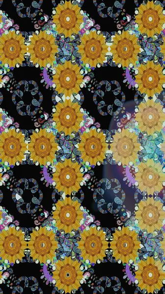 Küçük çiçekteki sevimli çiçek deseni. Raster illüstrasyonu. Siyah renkte çiçekler.