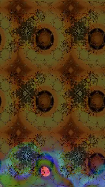 Çiçek desenli çizim. Raster illüstrasyonu. Raster illüstrasyonu. Asya tekstil tarzında. Kahverengi renkte çiçekler.