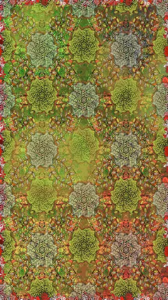 Çiçekli karalama şeklinde Raster çiçek deseni. Nazikçe, güzel çiçek arkaplanı. Yeşil ve kahverengi renkte çiçekler.