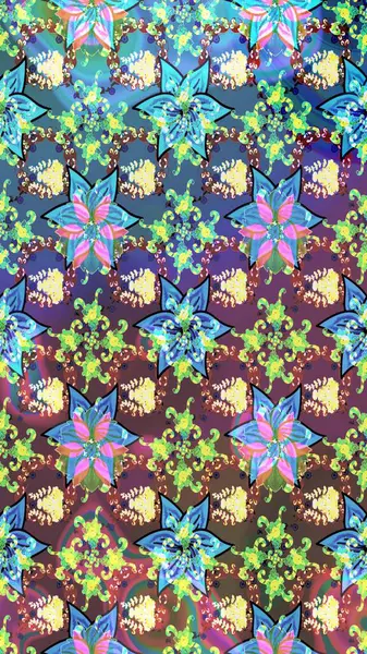 Düz Çiçek Elementleri Tasarımı. Eskiz klasiği. Raster Şirin kumaş deseni. Renkli Bahar Teması çizim şablonu.