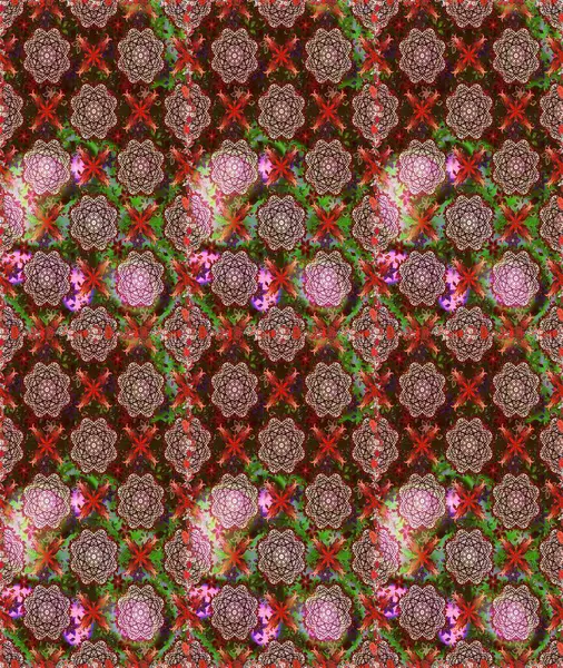 Raster illüstrasyonu. Çiçek. Kusursuz dekoratif arka plan, çiçek mandala. Kahverengi ve nötr renklerde.