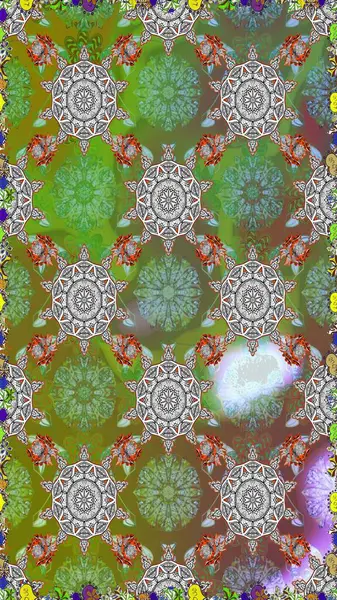 Anti-stres için soyut örnek sayfası. Yeşil ve gri renklerde. Raster illüstrasyonu.