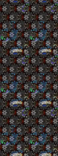 Raster illüstrasyonundaki çiçek desenli çizim. Siyah renkte çiçekler.