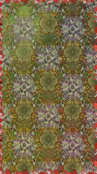 Kahverengi renklere karalamalar çizen kusursuz çiçek deseni. Raster illüstrasyonu.