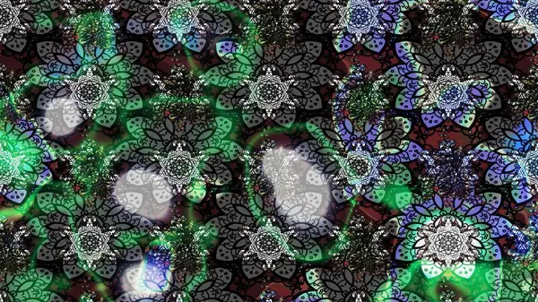 Raster illüstrasyonu. Çizim kalıbı. Organik motif arka planı. Ultraviyole kumaş deseni.