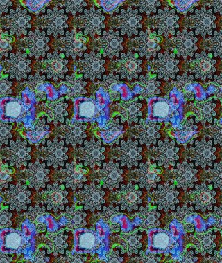 Düz Çiçek Elementleri Tasarımı. Asya tekstil tarzında. Çiçek desenli çizim. Renkli Bahar Teması eskiz kalıbı. Raster illüstrasyonu. Mavi renkte çiçekler.