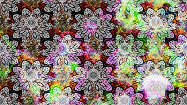 Suluboya çiçekli çiçek deseni. Gri renkli Asya tekstili. Raster illüstrasyonu.