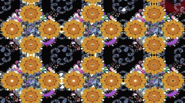 Küçük çiçekte güzel bir desen. Küçük renkli çiçekler. Çiçekli bahar çiçekleri. Moda baskıları için zarif bir şablon. Motley illüstrasyonu.