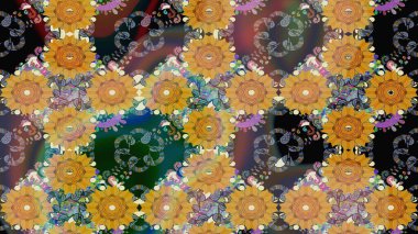 Hediye ambalaj kağıdı, tebrik kartları, posterler ve pankart tasarımı. Raster düz çiçek çizim deseni. Kahverengi renkte çiçekler.