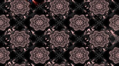 Raster illüstrasyonu. Şirin çiçekli eskiz deseni ve siyah renkli yapraklar, suluboya çiçek deseni, duvar kağıdı, kart veya kumaş için fayanslı.