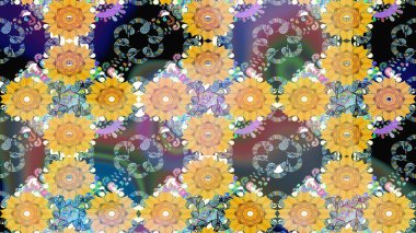 Çiçekli yumuşak bir eskiz şekli. Raster illüstrasyonu. Nazikçe, sarı renkte bahar çiçekleri. Raster çiçekleri klasik tarzda resmedilir..