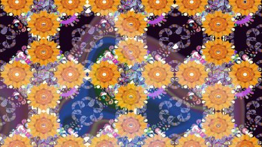 Nazikçe, sarı renkte bahar çiçekleri. Çiçekli yumuşak bir eskiz şekli. Raster çiçekleri klasik tarzda çizilmiş. Raster illüstrasyonu.