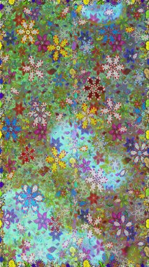 Çiçek arkaplan. Raster deseni. Doğa. -yeşil ve mavi çiçekler. Çiçek kolajı. Küçük çiçekte güzel bir desen var. Çiçek bileşimi.