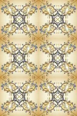 Tarafsız, bej ve gri renklerde altın elementlerle geleneksel altın sarısı desen. Barok tarzında kusursuz bir doğulu süsü..