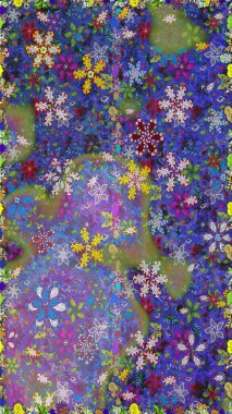 Düz Çiçek Elementleri Tasarımı. Güzel kumaş deseni. Renkli Bahar Temalı Kusursuz Arkaplan. Raster illüstrasyonunda kusursuz çiçek deseni.