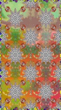 Çiçeksel gri, pürüzsüz desen. Klasik taslak çizimi. Raster çiçek izi..