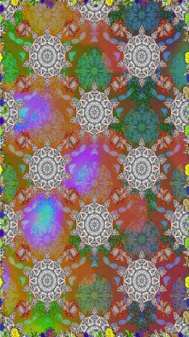 Çiçeksel kahverengi, pürüzsüz desen. Klasik taslak çizimi. Raster çiçek izi..