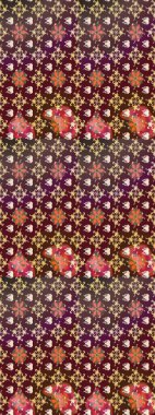 Küçük çiçekte güzel bir desen. Motley illüstrasyonu. Moda baskıları için zarif bir şablon. Kahverengi ve mor çiçekli bahar çiçekleri. Küçük renkli çiçekler..