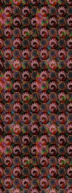 Şatafatlı bahar bahçesi dokusu. Siyah renkli çiçekler. Çiçek deseni. Raster illüstrasyonu. Siyah renkte çiçek çizimi.