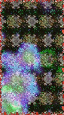 Şirin çiçek elementleri. Raster illüstrasyonu. Kusursuz desenli, modaya uygun kumaş deseni. Düz Çiçek Elementleri Tasarımı. Renkli Bahar Teması Kusursuz Arkaplan.