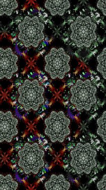 Raster illüstrasyonu. Çiçekler, dallar, bitkiler ve çiçekler. Güzel kumaş deseni. El çizimi.