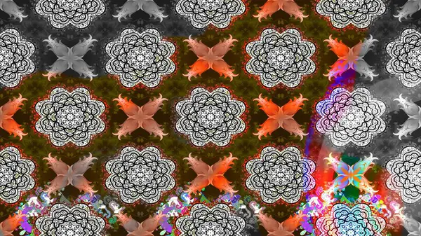 Gri renkte yaz çiçekleri. Çiçekli karalama şeklinde Raster çiçek deseni. Raster illüstrasyonu.