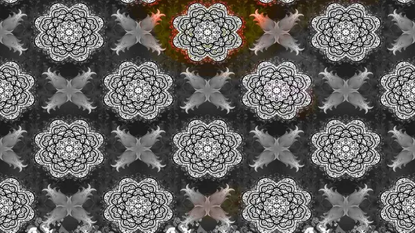 Raster Çiçek İllüstrasyonu güzel tekstil. Gri renkli etnik çiçeklerle zarif eskiz deseni.