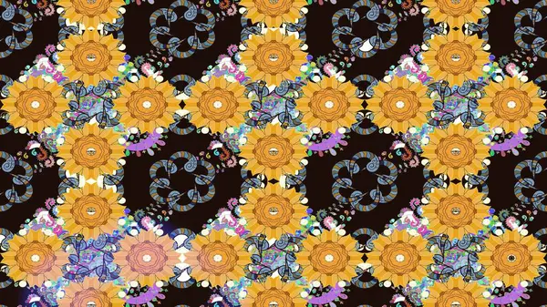 Beautiful watercolor Bouquet of summer flowers sketch pattern. Nice fabric pattern.