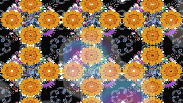 Çiçekli bahar çiçekleri. Motley illüstrasyonu. Moda baskıları için zarif bir şablon. Küçük çiçekte güzel bir desen. Küçük renkli çiçekler..