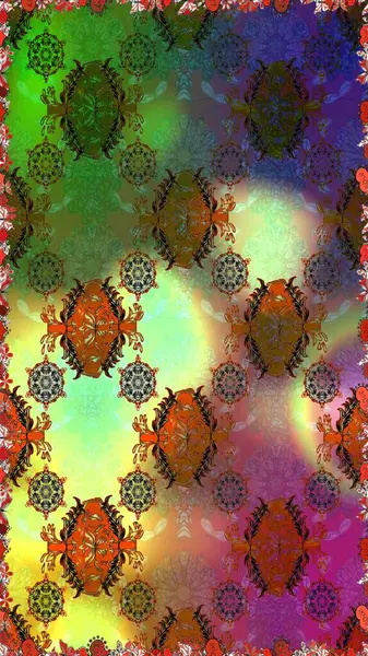 Çiçeksiz desenlerin resmi. Vadinin çiçekleri yeşil ve kahverengi renklerde.