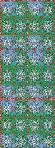 Mavi ve yeşil renkler. El çizimi, soyut ve süslü elementler. Suluboya resim taklit Raster çizimi. Klasik çiçekler. Yaz çiçekleri teması.