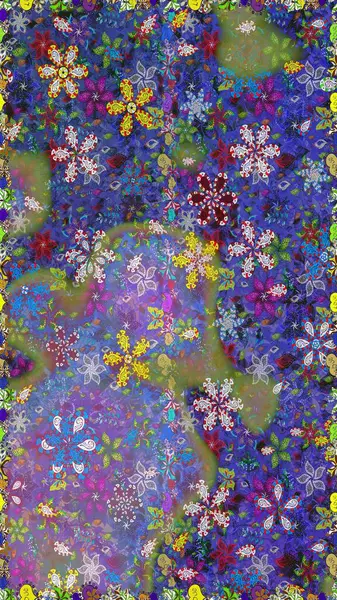 Düz Çiçek Elementleri Tasarımı. Güzel kumaş deseni. Renkli Bahar Temalı Kusursuz Arkaplan. Raster illüstrasyonunda kusursuz çiçek deseni.