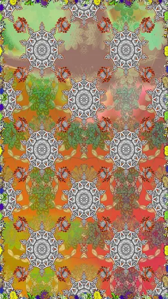 Çiçeksel gri, pürüzsüz desen. Klasik taslak çizimi. Raster çiçek izi..