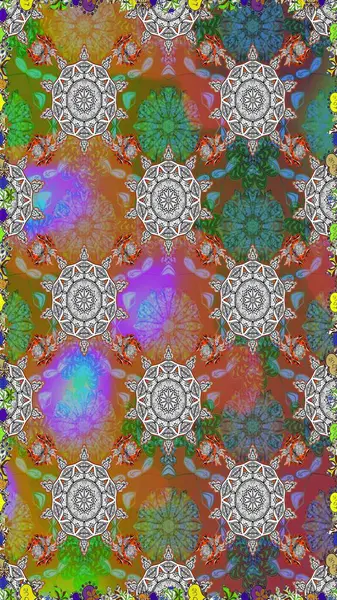 Çiçeksel kahverengi, pürüzsüz desen. Klasik taslak çizimi. Raster çiçek izi..