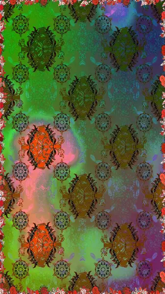 Kusursuz. Şirin çiçek elementleri. Yeşil renkli çiçekler. Raster illüstrasyonu.