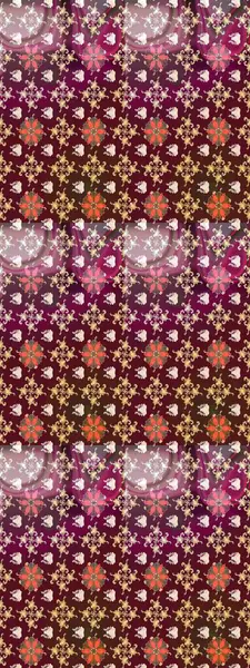 Tekstil için suluboya eskiz deseni. Şirin çiçekli, desenli, mor ve kahverengi renkli bir eskiz deseni. El çizimi çiçek çizimi deseni (fayans)).