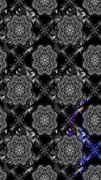 Klasik taslak çizimi. Raster çiçek izi. Çiçekli siyah çizim deseni.