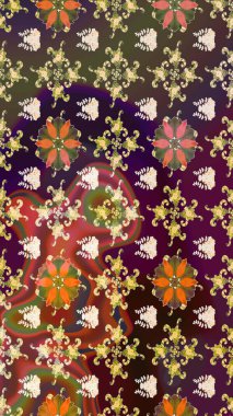 Etnik Mandala süsü. Kızılderili desenli desenli desenli şal deseni. Raster Henna dövme stili. Tekstil, tebrik kartı, boyama kitabı, telefon kılıfı baskısı için kullanılabilir.