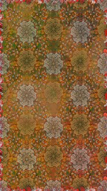 Kahverengi renklere karalamalar çizen kusursuz çiçek deseni. Raster illüstrasyonu.