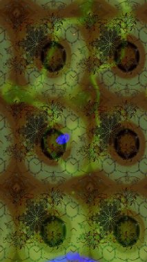 Çocuksu tasarım. Elle çizilmiş çiçek desenli Raster çizimi. Tekstil, kumaş, ambalaj, hatıra defteri için hoş bir çiçek arkaplanı. Yeşil arkaplanda.