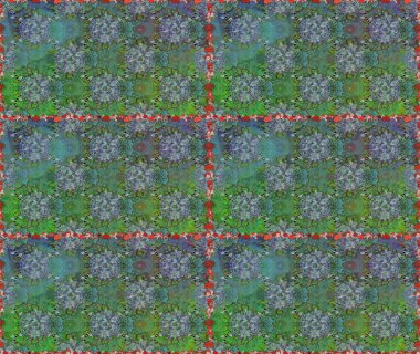 Raster. Yeşil renkli güzel çiçeklerle kusursuz desen, suluboya çiçek deseni, duvar kağıdı, kart ya da kumaş için fayanslı..