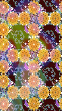 Küçük çiçekteki sevimli çiçek deseni. Kahverengi renkte çiçekler.