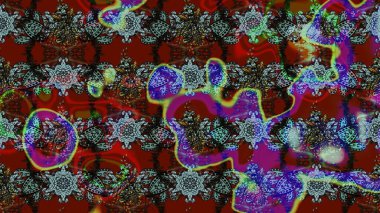 Raster deseni. Bahar çiçekleri dallı desen, kırmızı renkler çiçekli siluet.