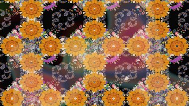 Çiçekler suluboya eskiz deseni. Raster Stili kumaş deseni.