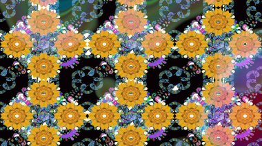 El çizimi Raster çizimi. Çizim çiçek deseni duvar kağıdı, web sitesi arka planı, ambalaj kağıdı, davetiye, broşür, afiş veya web sitesi için kullanılabilir. Karalama elementleri.